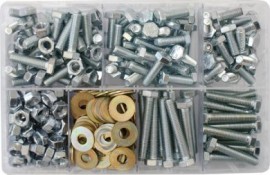 Assorted Box of M8 Hardware - Setscrews, Nuts & Flat Washers (310)