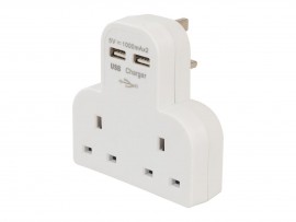 13A Mains Adaptor with Dual USB Ports