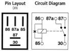 Micro Relay 5-pin, Changeover,  12v 40A, With Diode