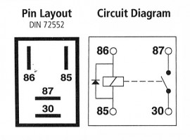 Micro Relay 4-pin 12v 40A, Open with Diode