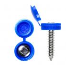 Number Plate Screws & Caps Blue, Hinged 3/4(in) (100)