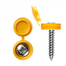 Number Plate Screws & Caps Yellow, Hinged 3/4(in) (100)